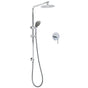 WELS Chrome Dual 8" Slim Rain Shower 5 Modes Rose Mixer Valve Sliding Rail Set + Mixer V1233-C4902B22HR005M5C1KSR108KRD201CR