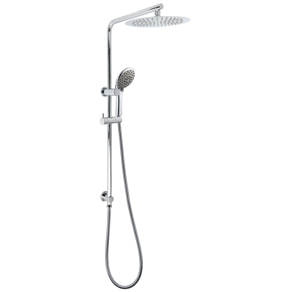 WELS Chrome Dual 10" Slim Rain Shower 5 Modes Handset Mixer Valve Sliding Rail + Single Mixer V1233-C4902B22HR005M5C1KSR110