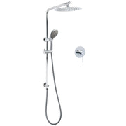 WELS Chrome Dual 10" Slim Rain Shower 5 Modes Handset Mixer Valve Sliding Rail + Twin Taps V1233-C4902B22HR005M5C1KSR110KRD201CR