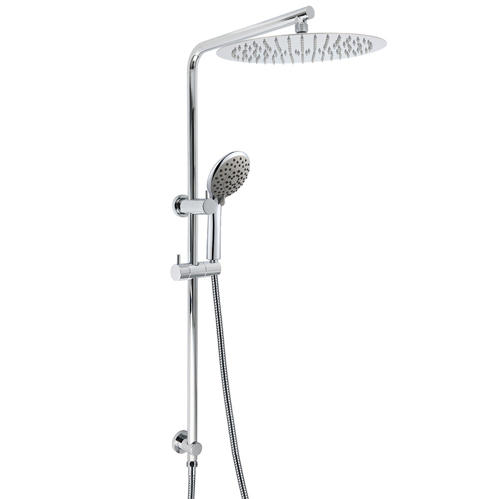 Chrome Dual Shower 12" Slim Rain Head 5 Modes Handheld Sliding Rail Inbuilt Diverter V1233-C4902B22HR005M5C1KSR112