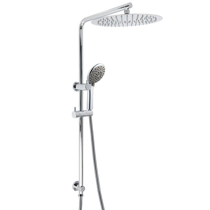 Chrome Dual Shower 12" Slim Rain Head 5 Modes Handheld Sliding Rail Inbuilt Diverter V1233-C4902B22HR005M5C1KSR112