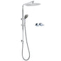 Chrome Dual Shower 12" Slim Rain Head 5 Modes Handheld Sliding Rail Inbuilt Diverter + Twin Taps V1233-C4902B22HR005M5C1KSR112CPF0282A