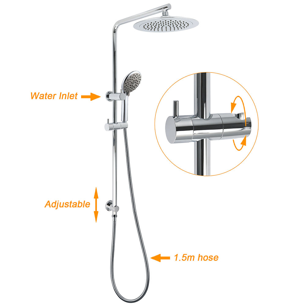 WELS Chrome Round 9" Rain Shower Head 5 Modes Massage Handheld Sliding Rail Set V1233-C4902B22HR005M5C1SR0901