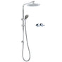 WELS Chrome Round 9" Rain Shower Head 5 Modes Massage Handheld Sliding Rail Set Twin Taps V1233-C4902B22HR005M5C1SR0901CPF0282A