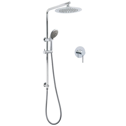 WELS Chrome Round 9" Rain Shower Head 5 Modes Massage Handheld Sliding Rail Set Mixer V1233-C4902B22HR005M5C1SR0901KRD201CR