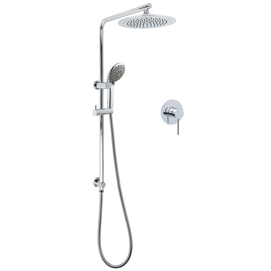 WELS Chrome Round 9" Rain Shower Head 5 Modes Massage Handheld Sliding Rail Set Mixer V1233-C4902B22HR005M5C1SR0901KRD201CR