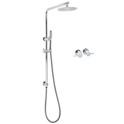 WELS Bathroom Round 8" Rain Shower Head Single Mode Brass Handheld Spray Rail Arm Set Twin Taps V1233-C4902B22HT006CKSR108CPF0282A