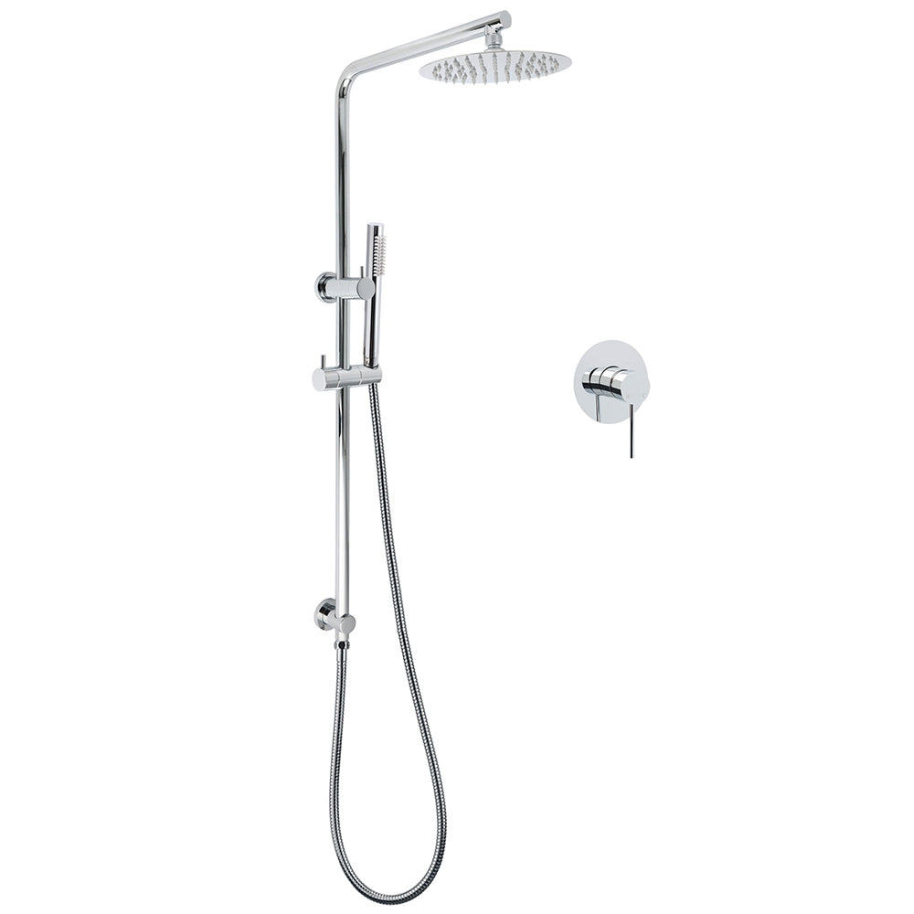 WELS Bathroom Round 8" Rain Shower Head Single Mode Brass Handheld Spray Rail Arm Set Mixer V1233-C4902B22HT006CKSR108KRD201CR