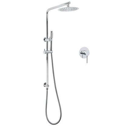 WELS Bathroom Round 8" Rain Shower Head Single Mode Brass Handheld Spray Rail Arm Set Mixer V1233-C4902B22HT006CKSR108KRD201CR