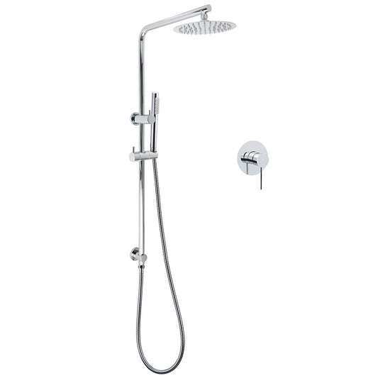 WELS Bathroom Round 8" Rain Shower Head Single Mode Brass Handheld Spray Rail Arm Set Mixer V1233-C4902B22HT006CKSR108KRD201CR