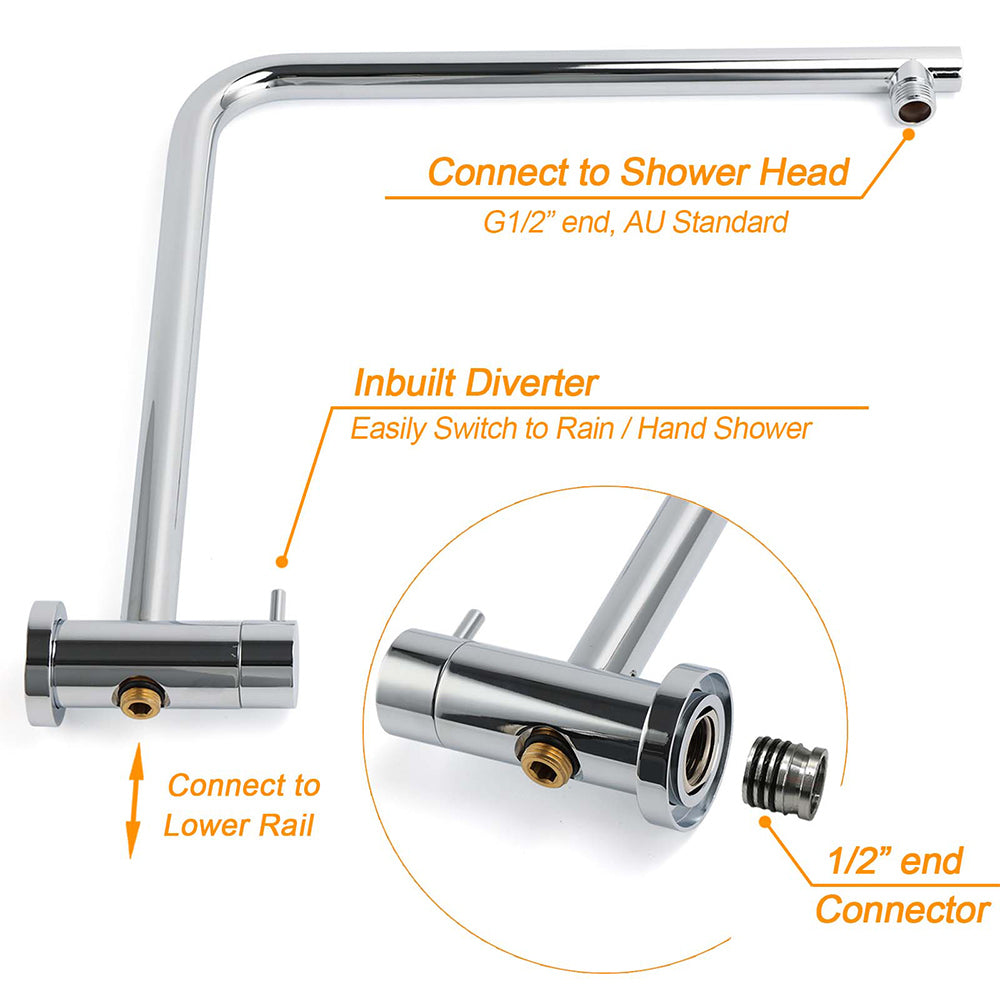 WELS 2 In 1 Shower Head Set Sliding Rail 3 Mode Handheld Arm 10" Round Chrome V1233-C4902B22HT006CKSR110