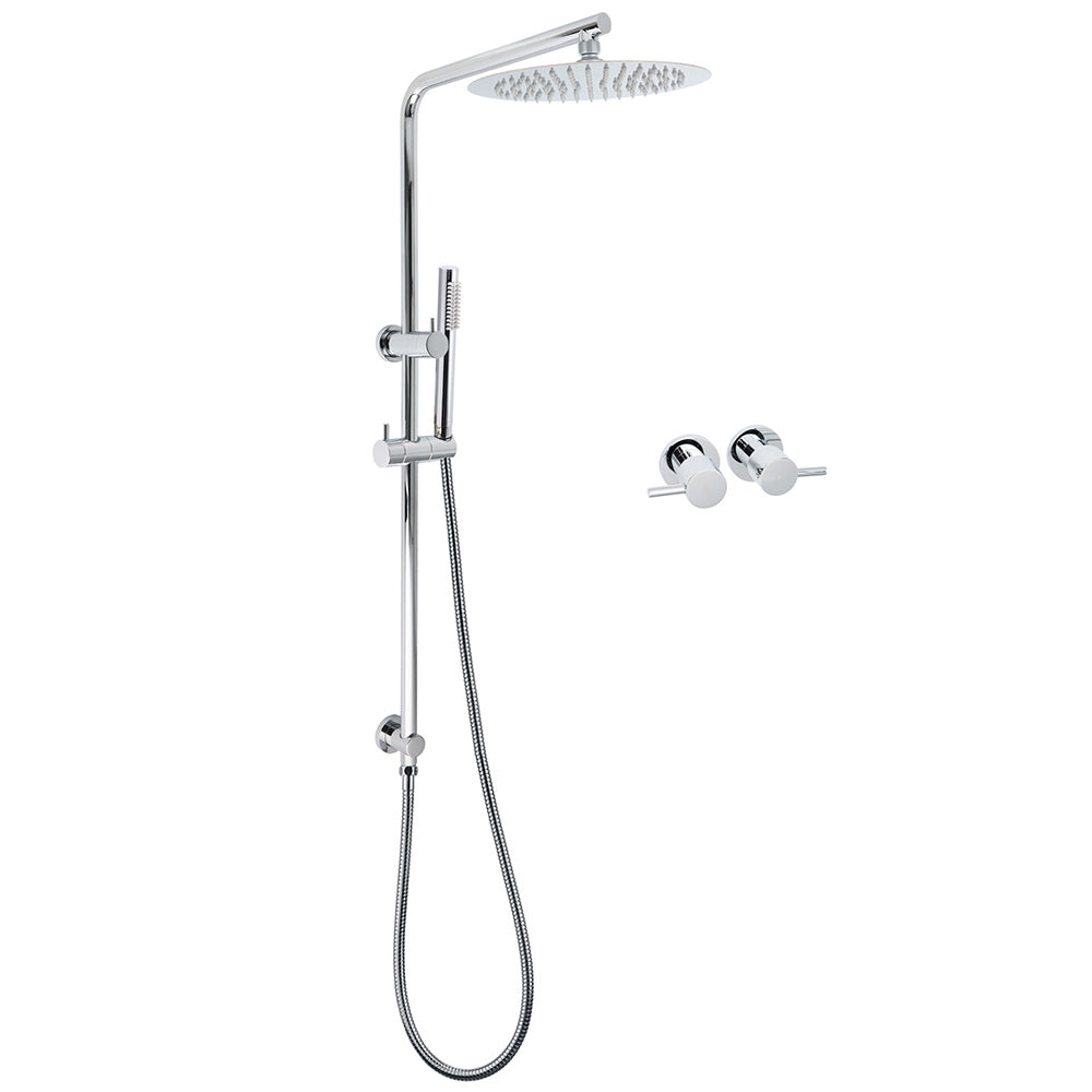 WELS 2 In 1 Shower Head Set Sliding Rail 3 Mode Handheld Arm 10" Round Chrome Taps V1233-C4902B22HT006CKSR110CPF0282A