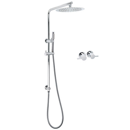 WELS 2 In 1 Shower Head Set Sliding Rail 3 Mode Handheld Arm 10" Round Chrome Taps V1233-C4902B22HT006CKSR110CPF0282A