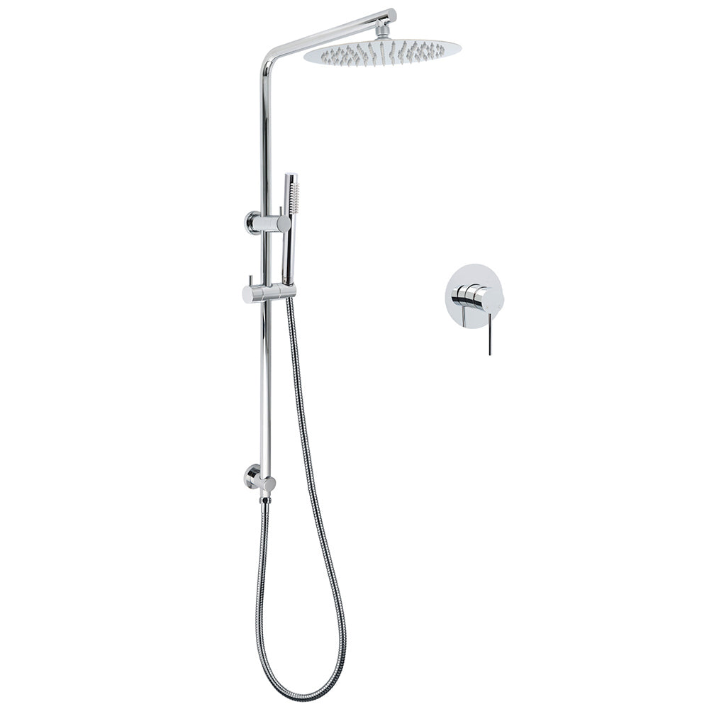 WELS 2 In 1 Shower Head Set Sliding Rail 3 Mode Handheld Arm 10" Round Chrome Mixer V1233-C4902B22HT006CKSR110KRD201CR