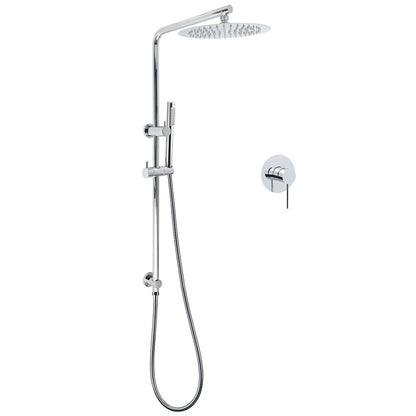 WELS 2 In 1 Shower Head Set Sliding Rail 3 Mode Handheld Arm 10" Round Chrome Mixer V1233-C4902B22HT006CKSR110KRD201CR