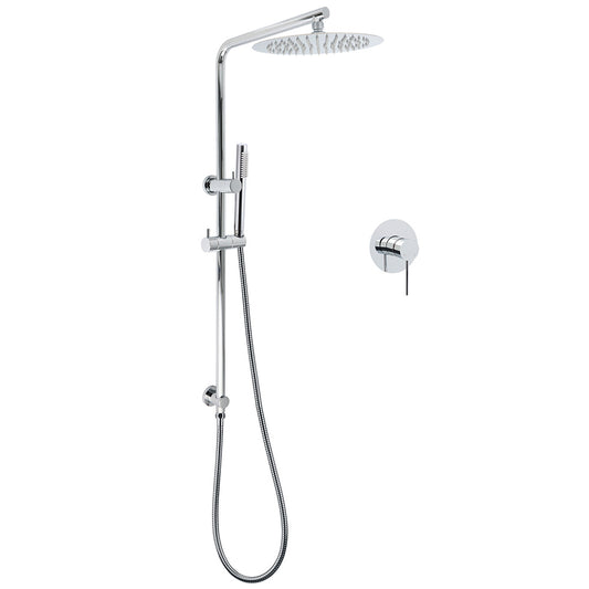 WELS 2 In 1 Shower Head Set Sliding Rail 3 Mode Handheld Arm 10" Round Chrome Mixer V1233-C4902B22HT006CKSR110KRD201CR