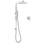 WELS 2 In 1 Shower Head Set Sliding Rail 3 Mode Handheld Arm 10" Round Chrome Mixer V1233-C4902B22HT006CKSR110KRD201CR
