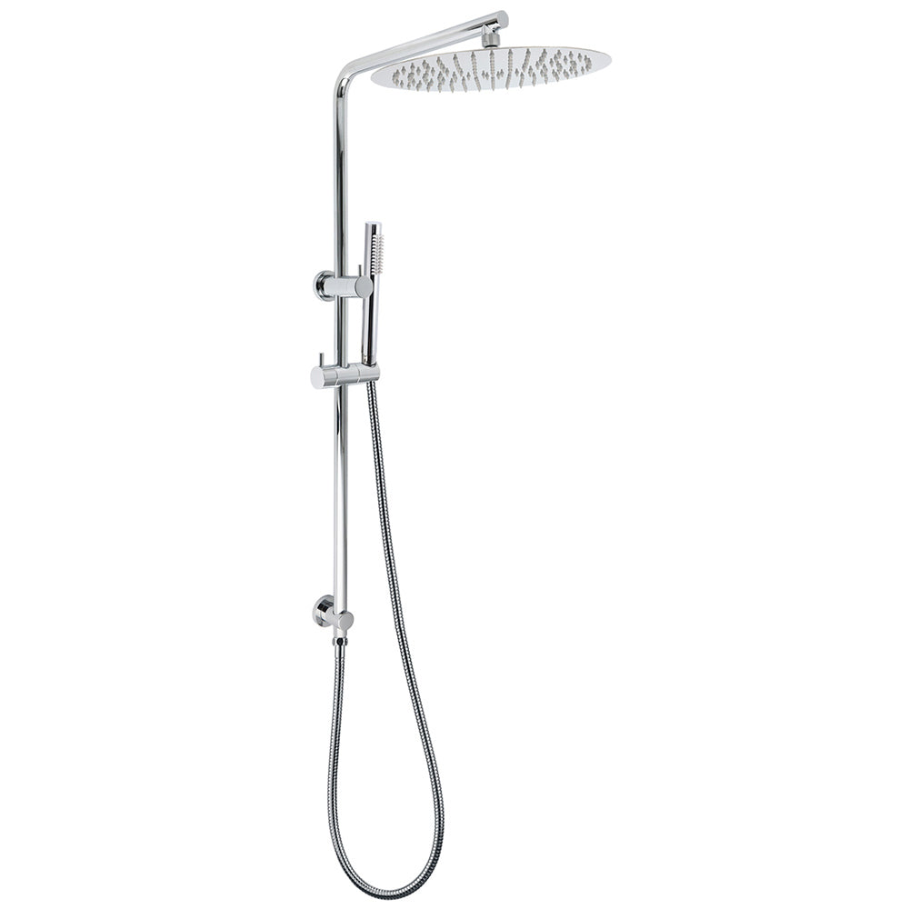 12" Rainfall + Brass Handheld Twin Shower Heads Rail Diverter Arm Round Set V1233-C4902B22HT006CKSR112