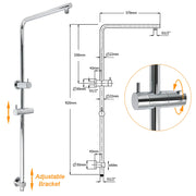 12" Rainfall + Brass Handheld Twin Shower Heads Rail Diverter Arm Round Set V1233-C4902B22HT006CKSR112