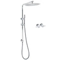 WELS 12" Rainfall + Brass Handheld Twin Shower Heads Rail Diverter Arm Round Taps Set V1233-C4902B22HT006CKSR112CPF0282A