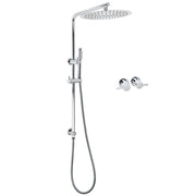 WELS 12" Rainfall + Brass Handheld Twin Shower Heads Rail Diverter Arm Round Taps Set V1233-C4902B22HT006CKSR112CPF0282A