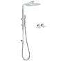WELS 12" Rainfall + Brass Handheld Twin Shower Heads Rail Diverter Arm Round Taps Set V1233-C4902B22HT006CKSR112CPF0282A