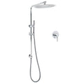 WELS 12" Rainfall + Brass Handheld Twin Shower Heads Rail Diverter Arm Round Mixer Set V1233-C4902B22HT006CKSR112KRD201CR