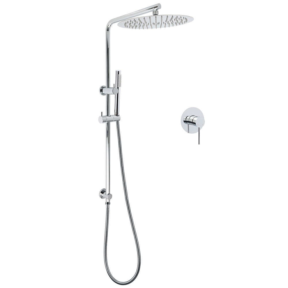WELS 12" Rainfall + Brass Handheld Twin Shower Heads Rail Diverter Arm Round Mixer Set V1233-C4902B22HT006CKSR112KRD201CR
