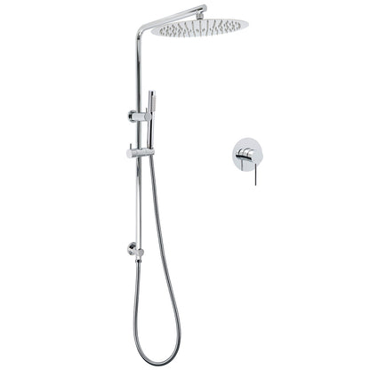 WELS 12" Rainfall + Brass Handheld Twin Shower Heads Rail Diverter Arm Round Mixer Set V1233-C4902B22HT006CKSR112KRD201CR