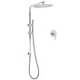 WELS 12" Rainfall + Brass Handheld Twin Shower Heads Rail Diverter Arm Round Mixer Set V1233-C4902B22HT006CKSR112KRD201CR