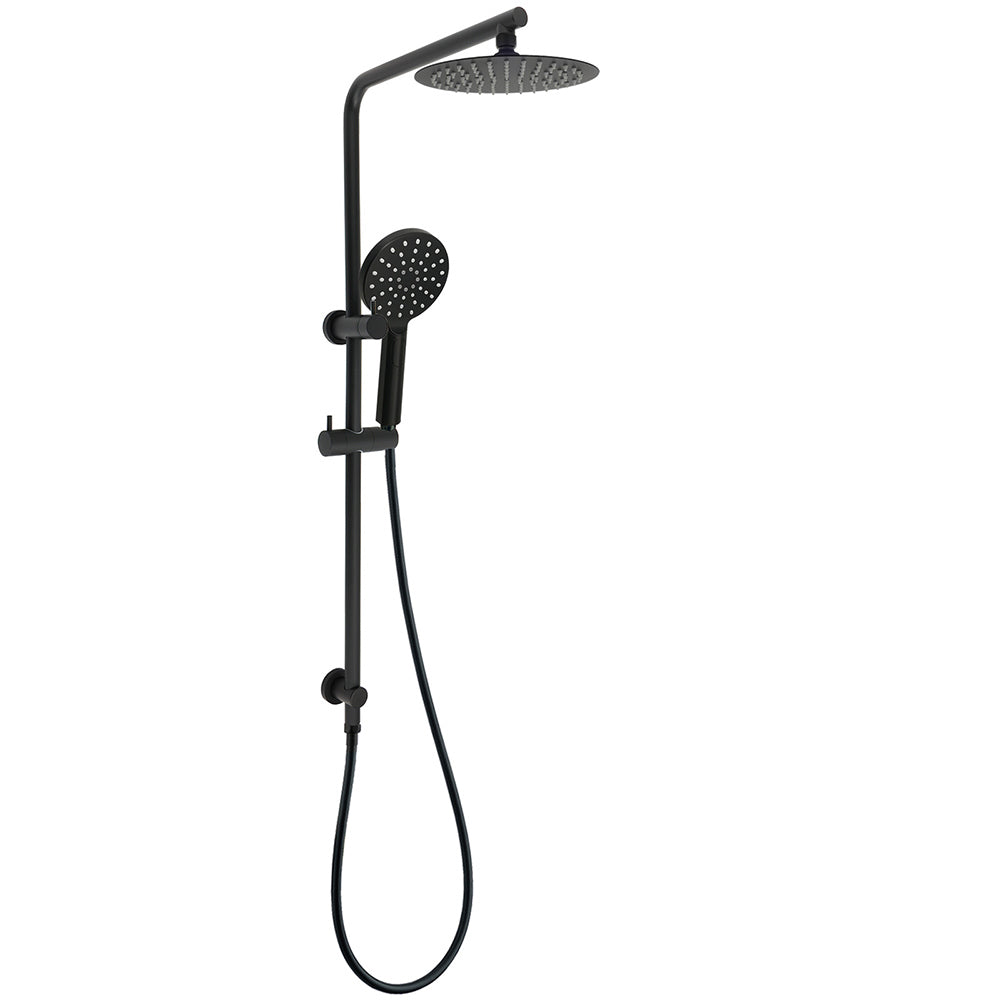 WELS Matt Black Round 2in1 8" Shower Head Sliding Rail Arm 3 Modes Handheld Set V1233-C4902B22PHR002M4CBKSR108B