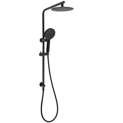 WELS Matt Black Round 2in1 8" Shower Head Sliding Rail Arm 3 Modes Handheld Set V1233-C4902B22PHR002M4CBKSR108B