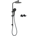 WELS Matt Black Round 2in1 8" Shower Head Sliding Rail Arm 3 Modes Handheld Twin Taps V1233-C4902B22PHR002M4CBKSR108BCPF0282ABK