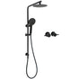 WELS Matt Black Round 2in1 8" Shower Head Sliding Rail Arm 3 Modes Handheld Twin Taps V1233-C4902B22PHR002M4CBKSR108BCPF0282ABK