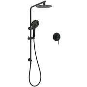 WELS Matt Black Round 2in1 8" Shower Head Sliding Rail Arm 3 Modes Handheld Mixer Set V1233-C4902B22PHR002M4CBKSR108BKRD201B