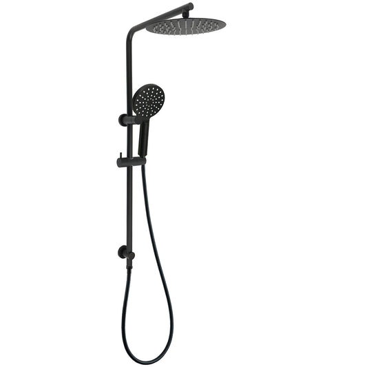 Matt Black 10" Shower Rain Head Handheld Silde Wall Arm Rail Dual Bath Set V1233-C4902B22PHR002M4CBKSR110B