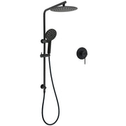 WELS Matt Black 10" Shower Rain Head Handheld Silde Wall Arm Rail Dual Set Mixer V1233-C4902B22PHR002M4CBKSR110BKRD201B