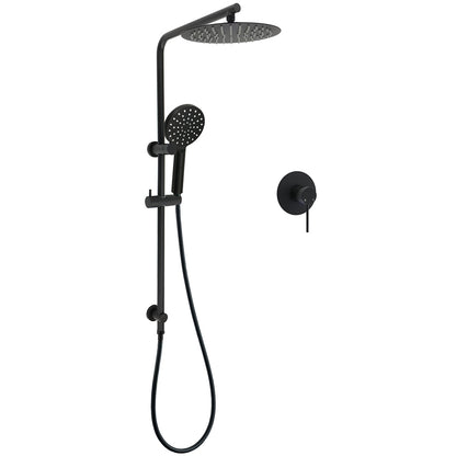 WELS Matt Black 10" Shower Rain Head Handheld Silde Wall Arm Rail Dual Set Mixer V1233-C4902B22PHR002M4CBKSR110BKRD201B