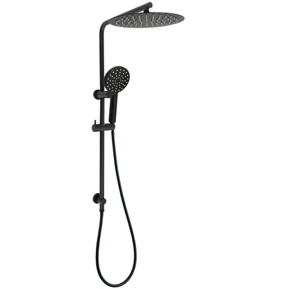 Matt Black Dual Shower 12" Large Shower Rain Head + Handheld Silde Wall Rail Set V1233-C4902B22PHR002M4CBKSR112B