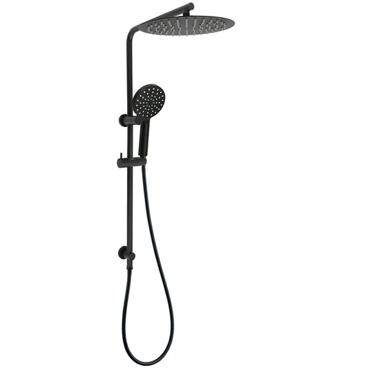 Matt Black Dual Shower 12" Large Shower Rain Head + Handheld Silde Wall Rail Set V1233-C4902B22PHR002M4CBKSR112B