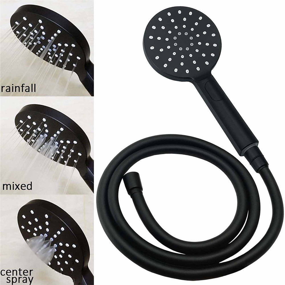 Matt Black Dual Shower 12" Large Shower Rain Head + Handheld Silde Wall Rail Set V1233-C4902B22PHR002M4CBKSR112B