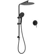 WELS Matt Black Dual Shower 12" Large Shower Rain Head + Handheld Silde Wall Rail Mixer Set V1233-C4902B22PHR002M4CBKSR112BKRD201B