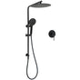 WELS Matt Black Dual Shower 12" Large Shower Rain Head + Handheld Silde Wall Rail Mixer Set V1233-C4902B22PHR002M4CBKSR112BKRD201B
