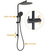 WELS Matt Black Dual Shower 12" Large Shower Rain Head + Handheld Silde Wall Rail Mixer Set V1233-C4902B22PHR002M4CBKSR112BKRD201B