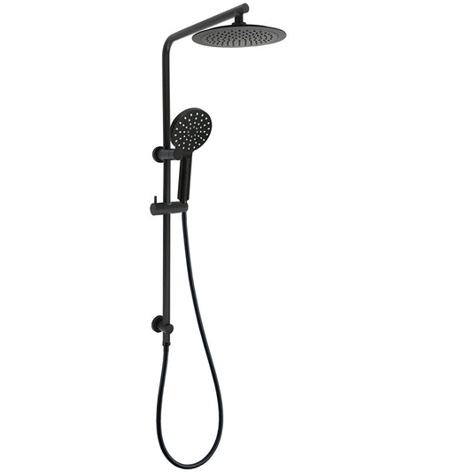 Matt Black 2in1 Round 9" Rainfall Shower Head & 3 Modes Handheld Silde Rail Set V1233-C4902B22PHR002M4CBSR0901B