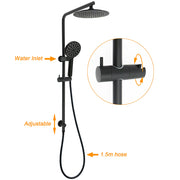 Matt Black 2in1 Round 9" Rainfall Shower Head & 3 Modes Handheld Silde Rail Set V1233-C4902B22PHR002M4CBSR0901B