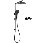 WELS Matt Black 2in1 Round 9" Rainfall Shower Head & 3 Modes Handheld Silde Rail Taps Set V1233-C4902B22PHR002M4CBSR0901BCPF0282ABK