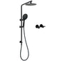 Matt Black Round 8" Shower Head Sliding Rail Arm 3 Modes Handheld Arm Dual Set + Taps V1233-C4902B22PHR003M4CBKSR108BCPF0282ABK