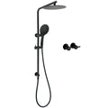 Matt Black Twin 10" Shower Head 3 Modes Handheld 2in1 Wall Rail Arm Round Taps V1233-C4902B22PHR003M4CBKSR110BCPF0282ABK