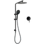 Matt Black Twin 10 Inch Shower Head 3 Modes Handheld 2in1 Wall Rail Arm Round Mixer V1233-C4902B22PHR003M4CBKSR110BKRD201B